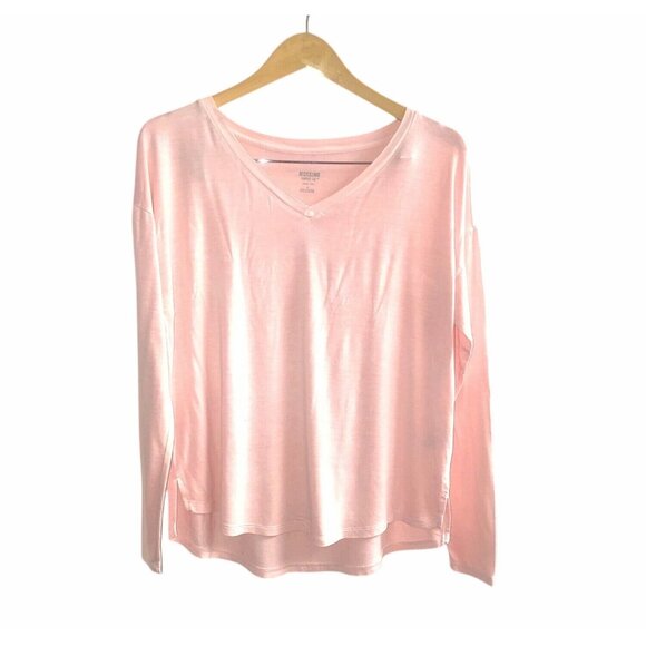 MOSSIMO- WOMENS PEACH V-NECK LONG SLEEVE PULLOVER T-SHIRT SIZE SMALL - Picture 1 of 6
